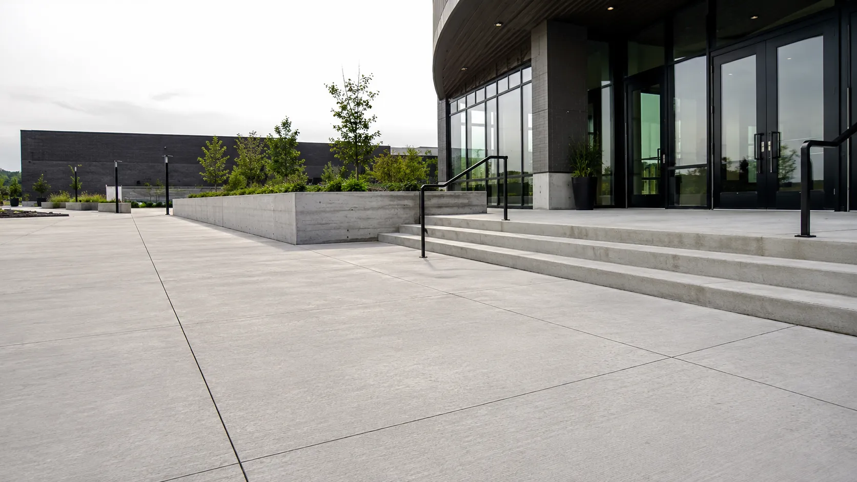 Commercial Concrete Patios and Landings in Markham, Ontario, self-performed and completed by Harrowgate Group