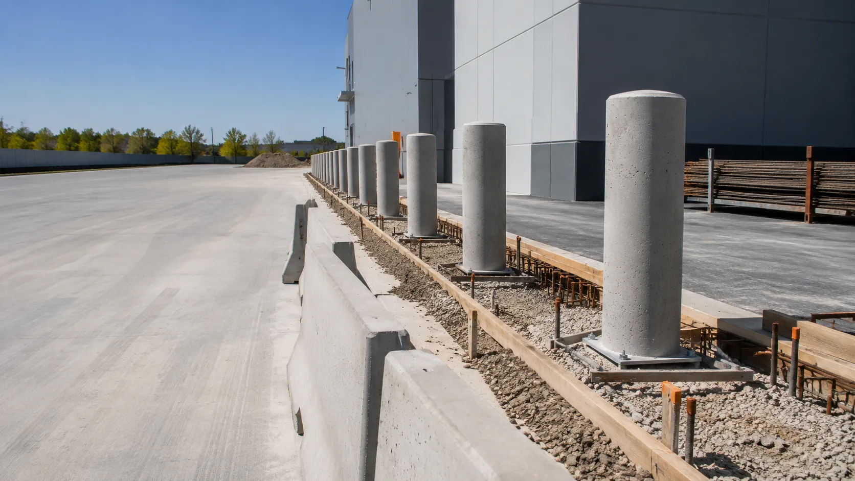 Concrete Barriers and Bollards in Aurora, Ontario, self-performed and completed by Harrowgate Group