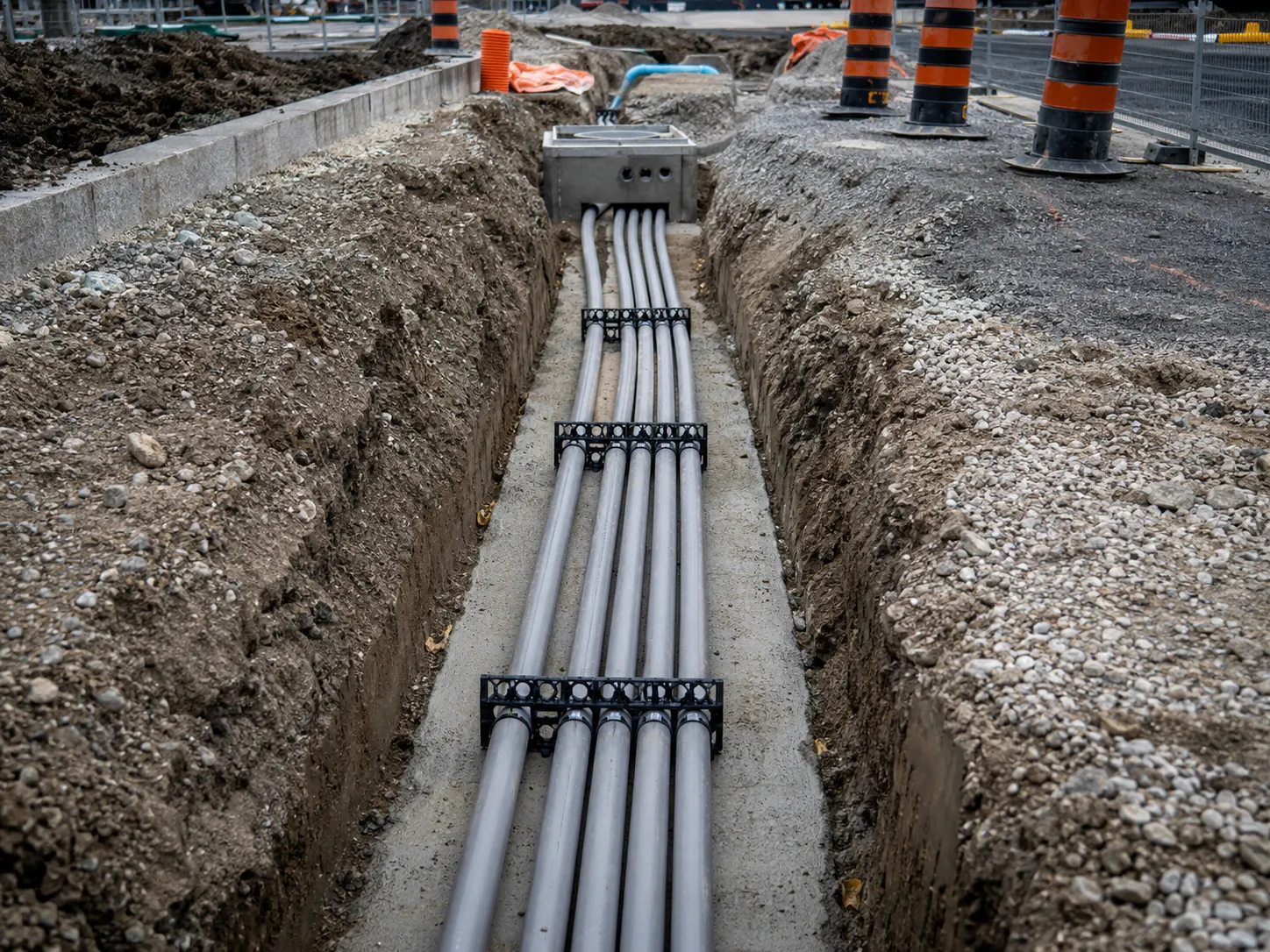 Completed Electrical Duct Bank and Underground Conduit installation in Aurora by Harrowgate Group