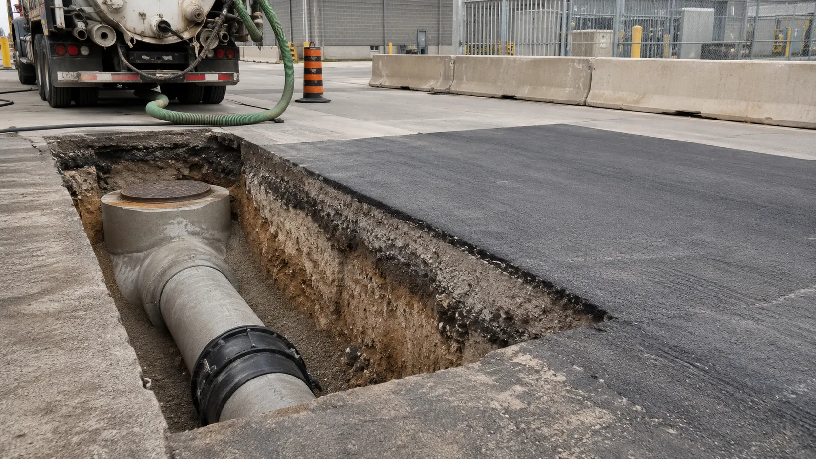 Emergency Sewer Repair in Pickering, Ontario, self-performed and completed by Harrowgate Group