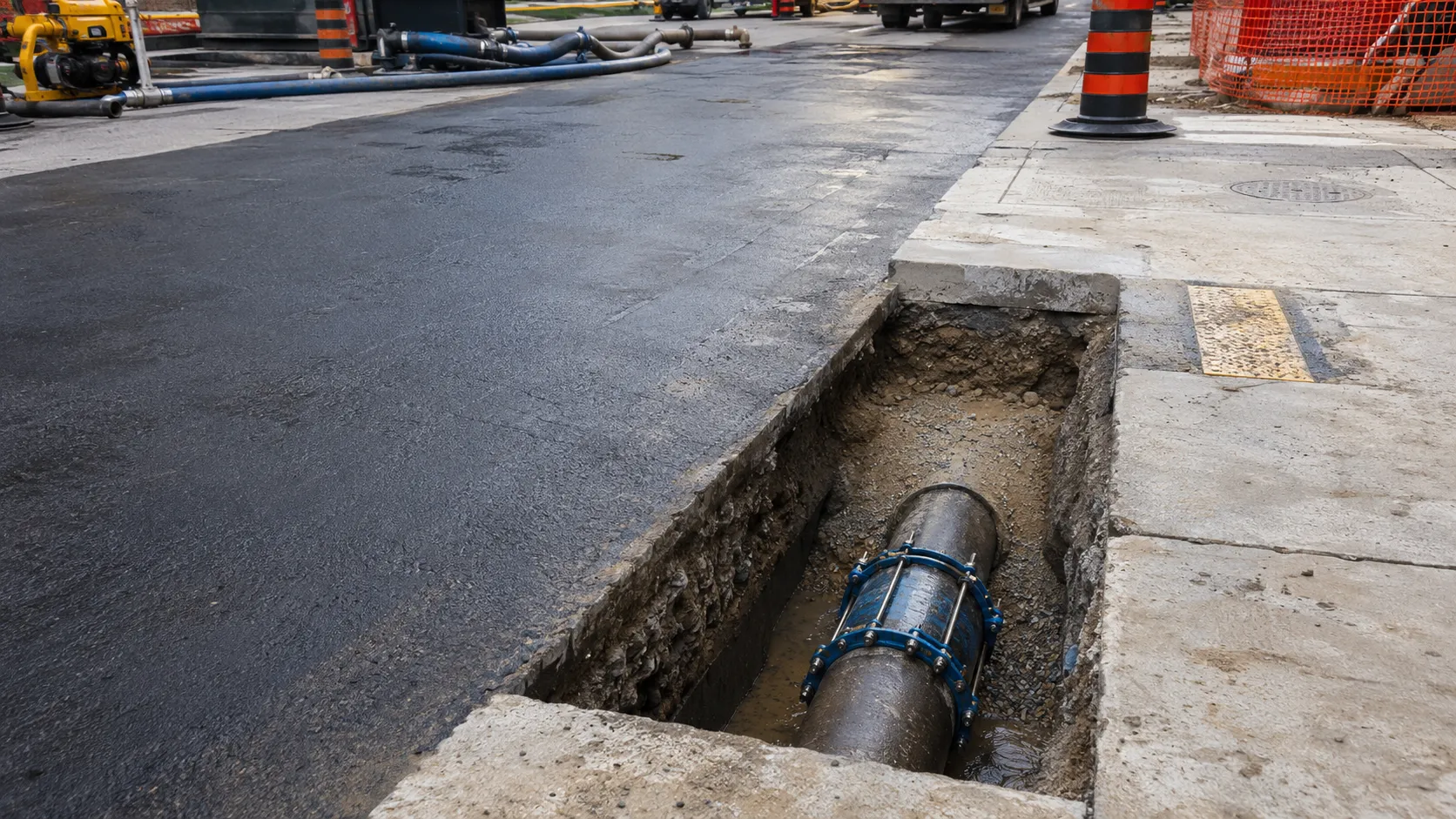 Emergency Watermain Repair in Markham, Ontario, self-performed and completed by Harrowgate Group