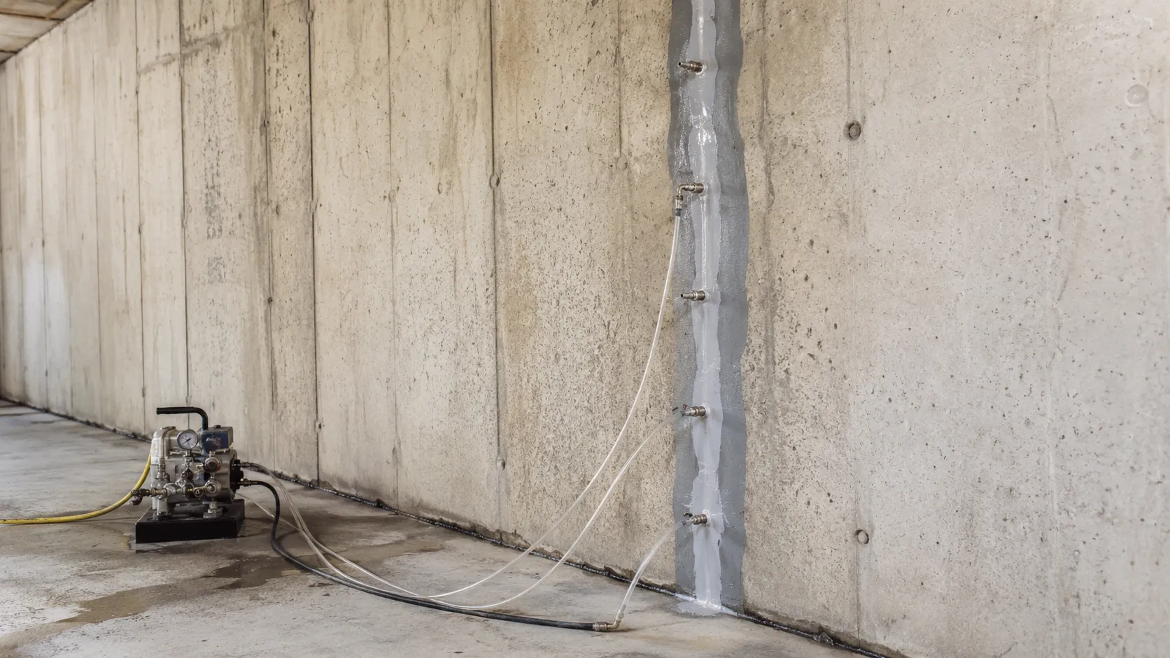 Foundation Crack Injection in Aurora, Ontario, self-performed and completed by Harrowgate Group