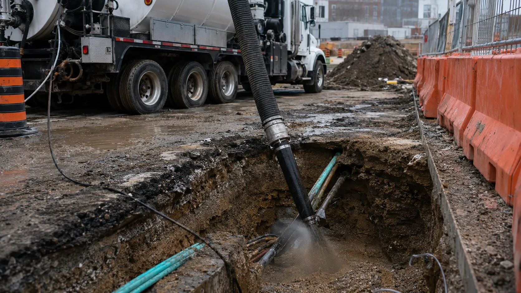 Hydro Excavation in Aurora, Ontario, self-performed and completed by Harrowgate Group