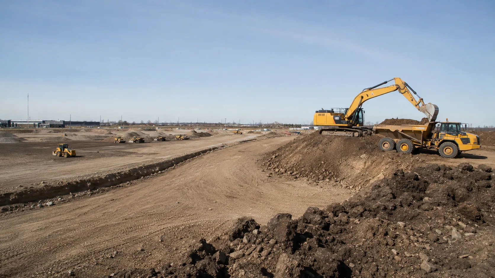 Mass Excavation and Bulk Earthworks in Aurora, Ontario, self-performed and completed by Harrowgate Group