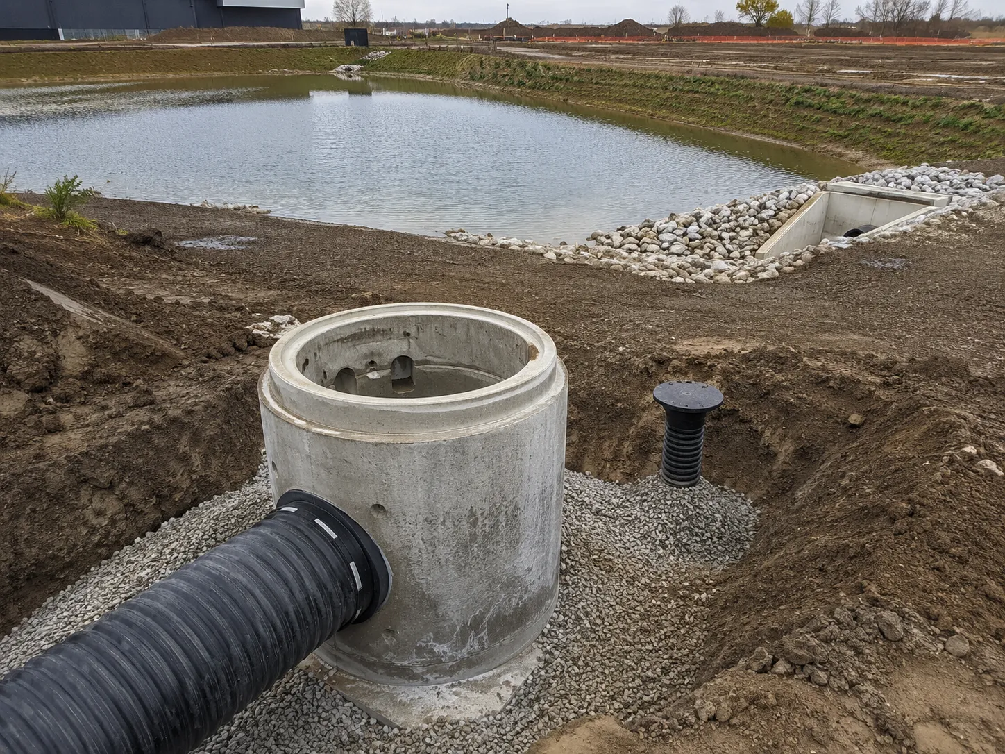 Stormwater Management Ponds in Aurora being built and completed on site by Harrowgate Group